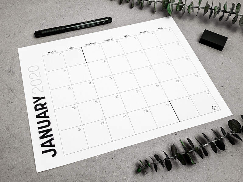Bold Monthly Calendar
