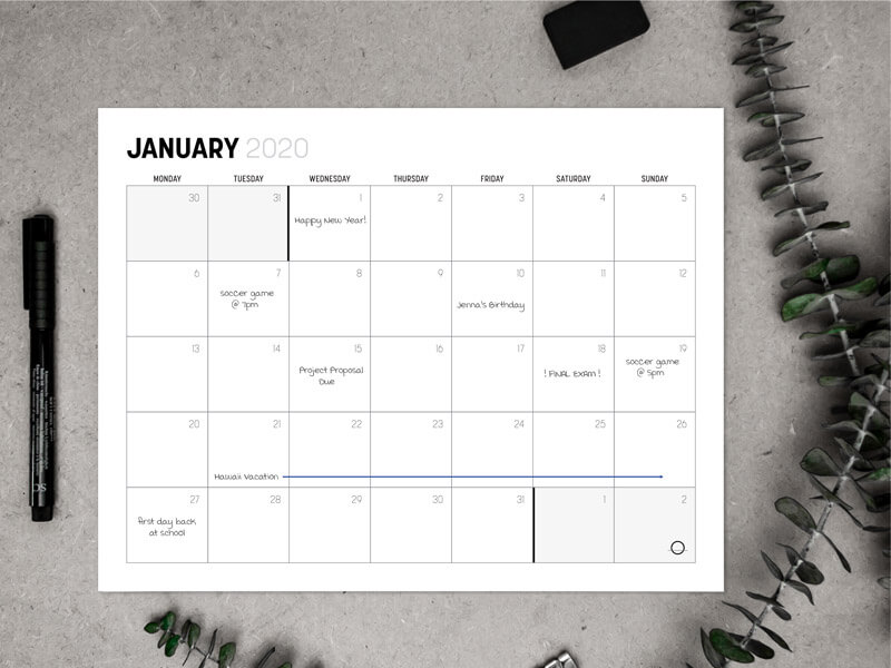 Monthly Calendar